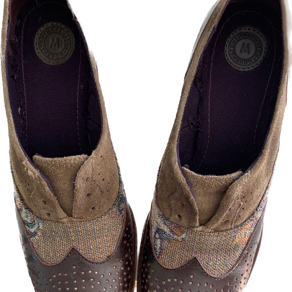 Morenatom mahogany leather, suede with colorful woven fabric shoes - Picture 4 of 11